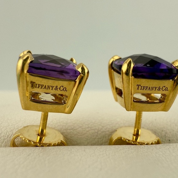 RARE Tiffany & Co. Amethyst Sparkler Earrings in 18k Yellow Gold - Picture 5 of 7